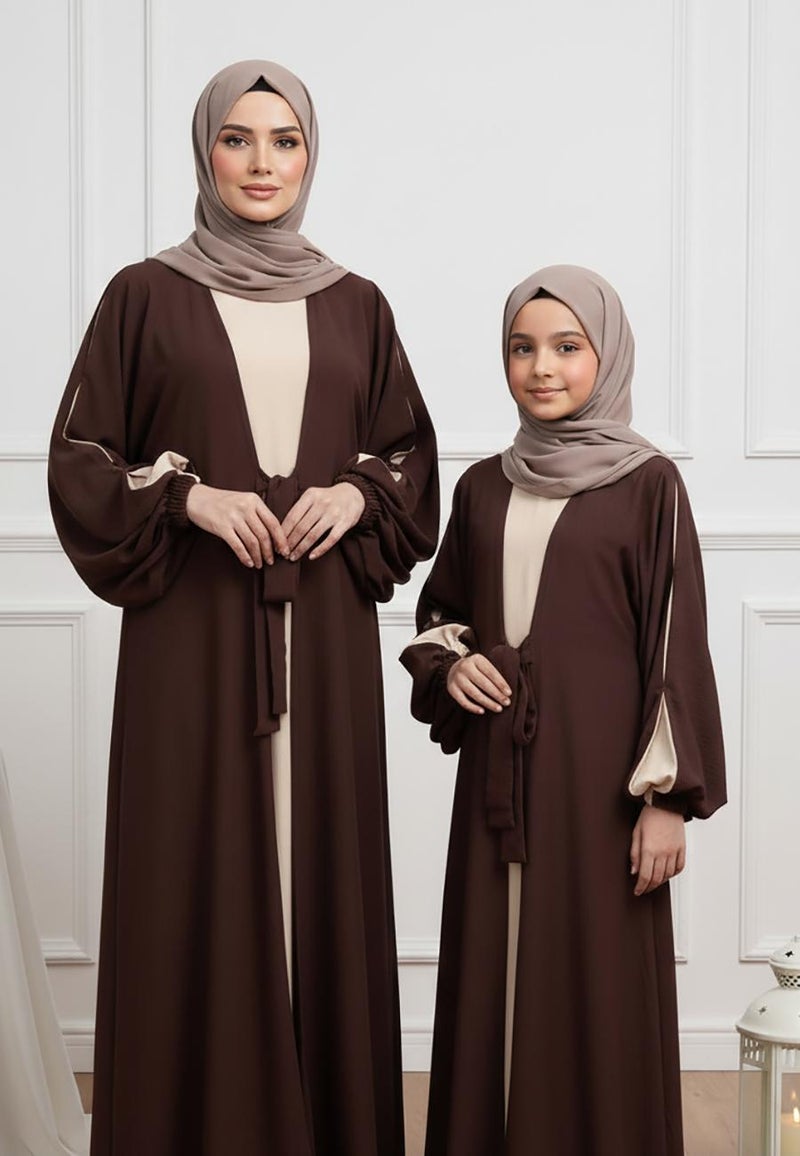 NUKHBAA Luxurious Lulu Mother & Daughter Matching Abaya Set-641MD  (Dresses are sold individually. To create a matching mom and daughter set, please purchase two items in different sizes) - Image 3